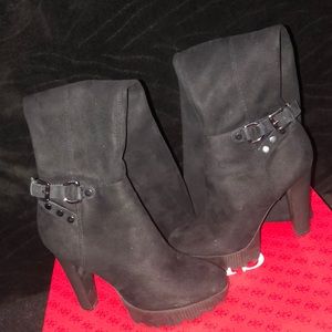 Thigh high boots black suede